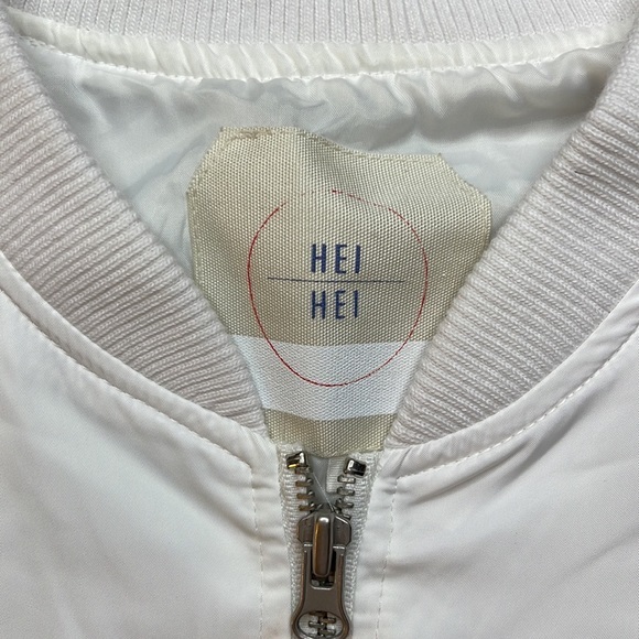 Anthropologie Hei Hei White Zip Front Bomber Jacket Size Medium - Picture 3 of 11